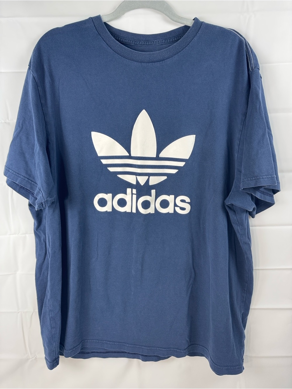 Adidas Trefoil Logo T Shirt Blue Short Sleeve Graphic Tee 2XL